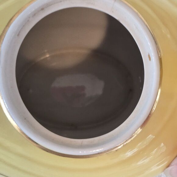 1940s Vintage Hall Genie Style China Yellow Teapot Some Cracks - Picture 6 of 10